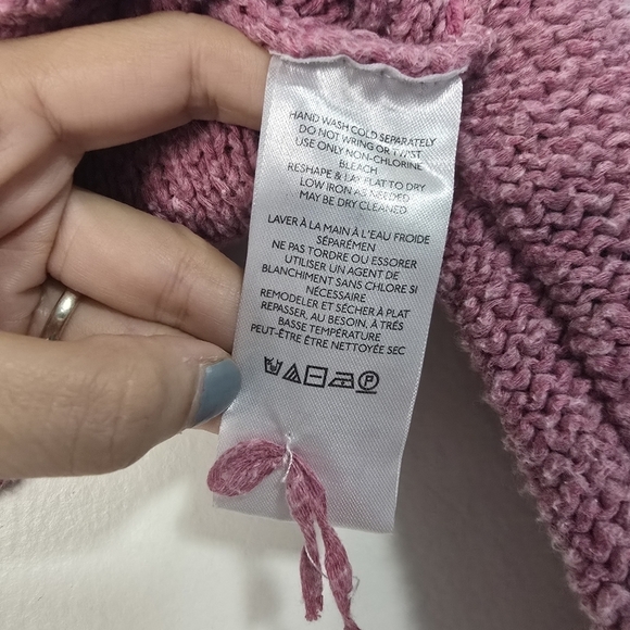 Pilcro Anthropologie Icon Cardigan Pink White Ying Yang Knit Cropped Sweater - Picture 12 of 13